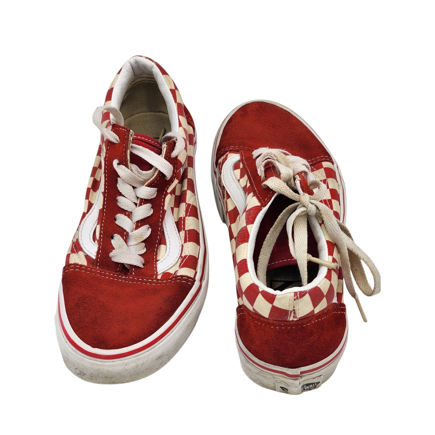 VANS Sneakers Red Checkered Shoes Canvas Mens 5.5 Womens 7 Low Top Skater 507452