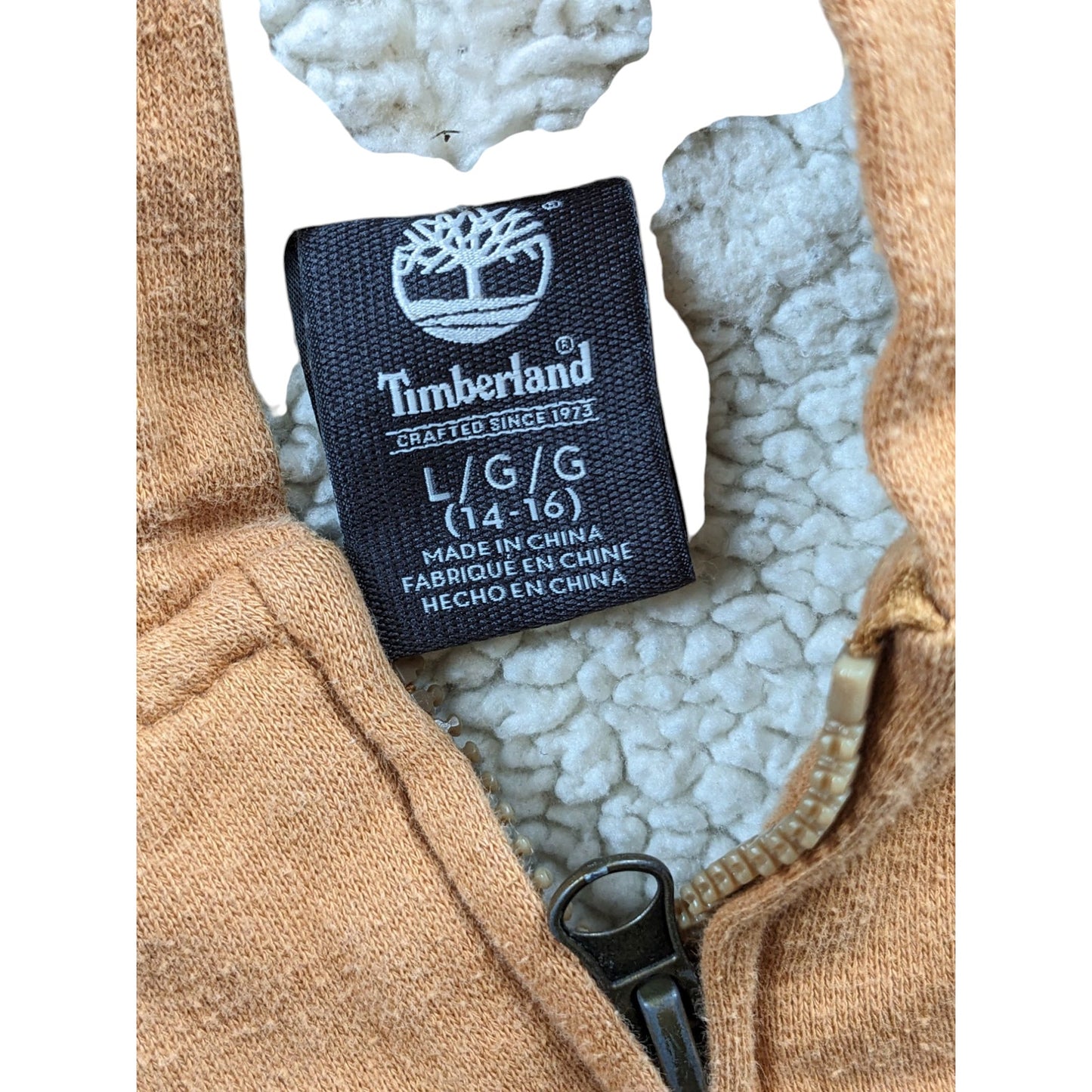 Timberland Hoodie Womens Large 14/16 Sherpa Lined Zip Hooded Sweatshirt Jacket