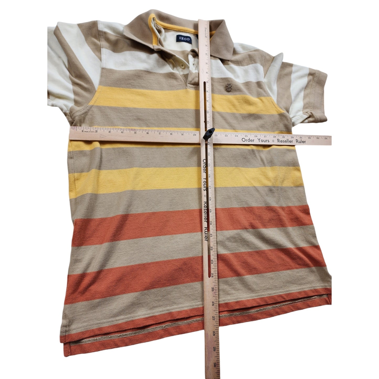 Izod Polo Shirt Mens Size Large Striped Short Sleeve Preppy Summer Multi Color