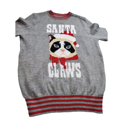 Tipsy Elves Sweater Mens XL Santa Claws Grumpy Cat Ugly Christmas Novelty Humor