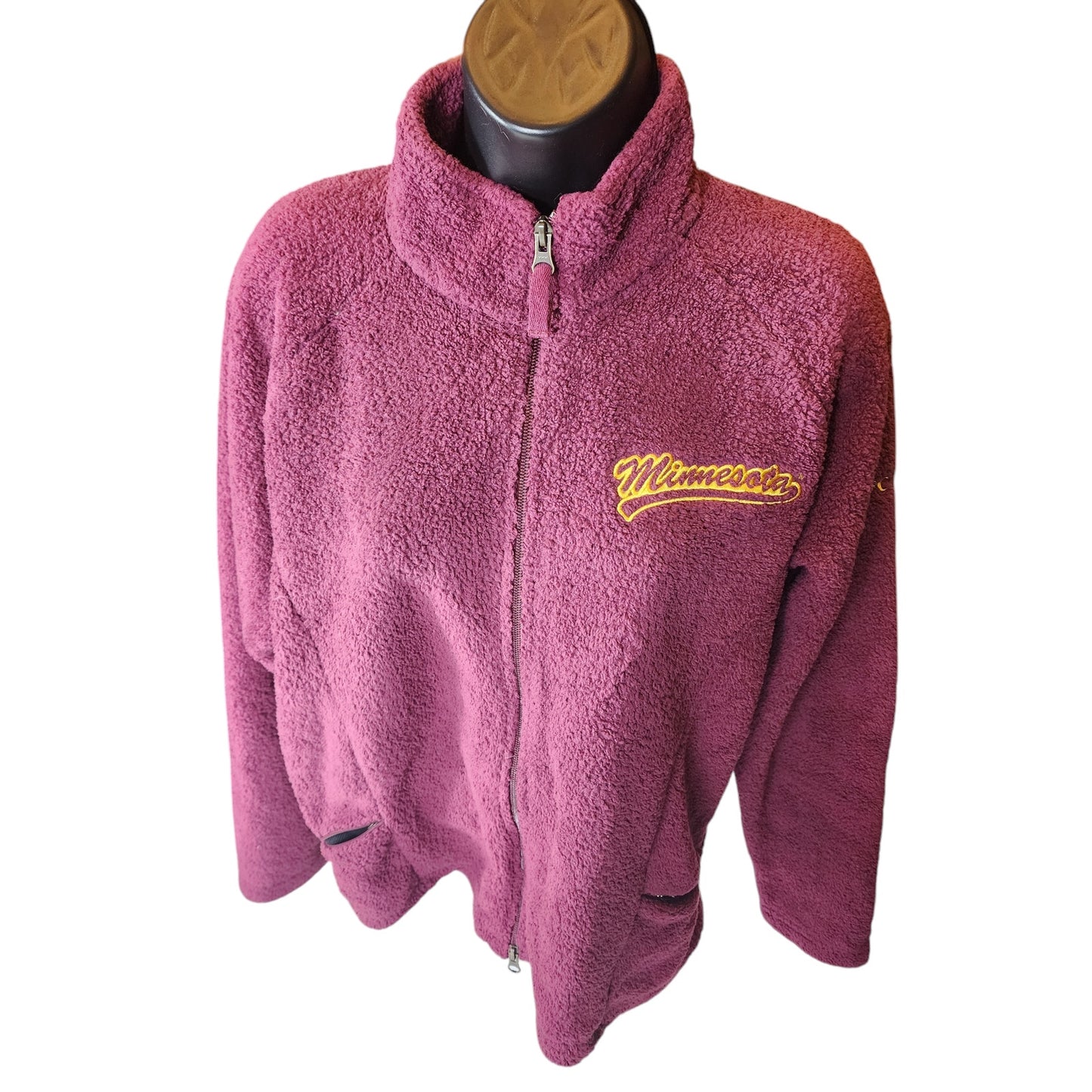 Columbia Minnesota Sweater Womens XL Zip Sherpa Fleece Maroon Plush Sweatshirt