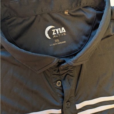 Zyia Activewear Polo Shirt Mens Size 3XL Black Short Sleeve Athletic Performance