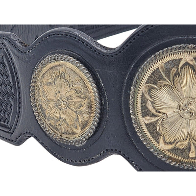 Vogt Belt Steerhide Leather Sterling Buckle Western Conchos Southwest Style 32