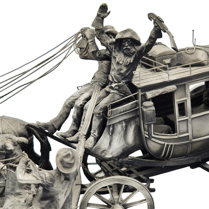 Western Sculpture Holdup Overland Stage Gordon Phillips Stagecoach Pewter Ltd Ed