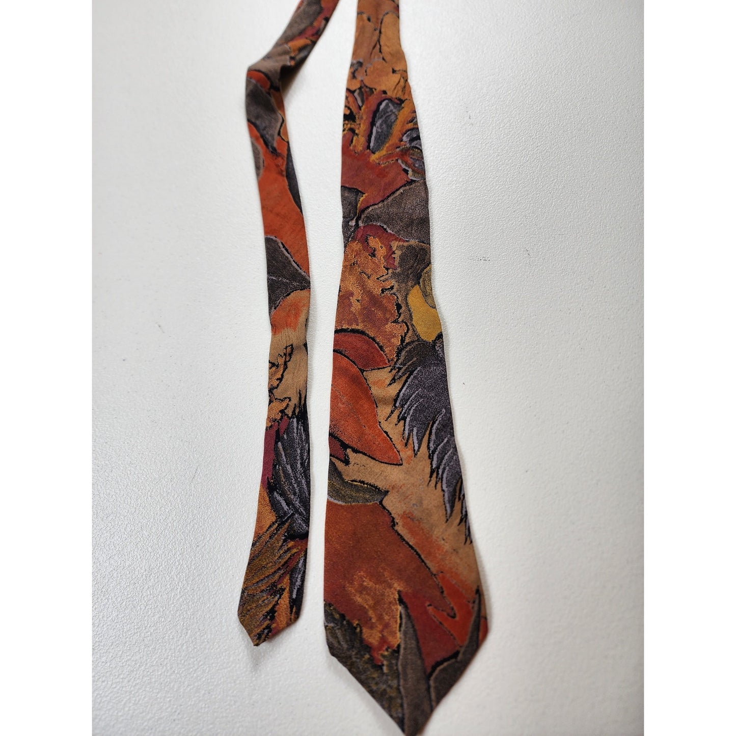 Vintage Wembley Mens Tie Floral Abstract Autumn Earthy Necktie Neckwear Retro