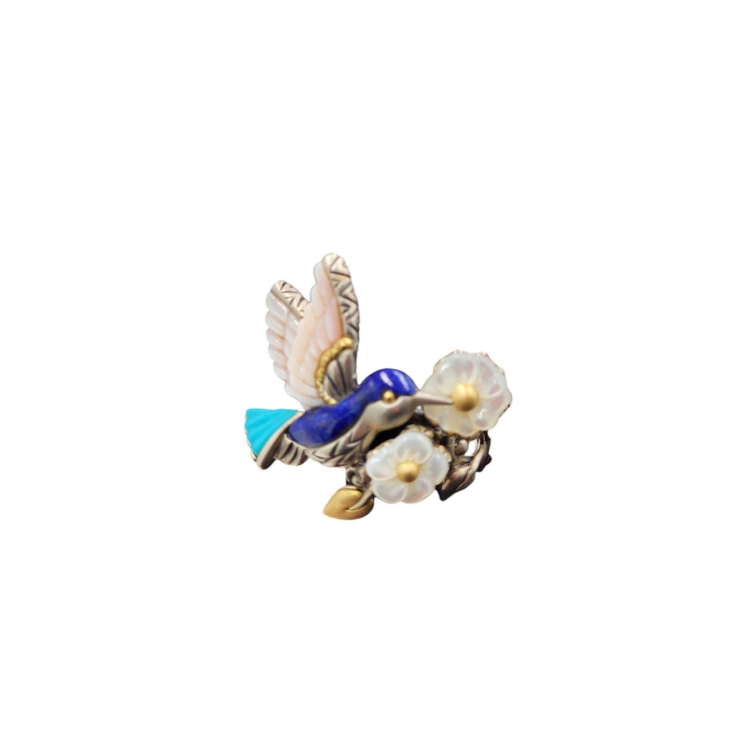 Barbara Bixby Jewelry Hummingbird Sterling 18K Gold Lapis Turquoise Mop Ring 10