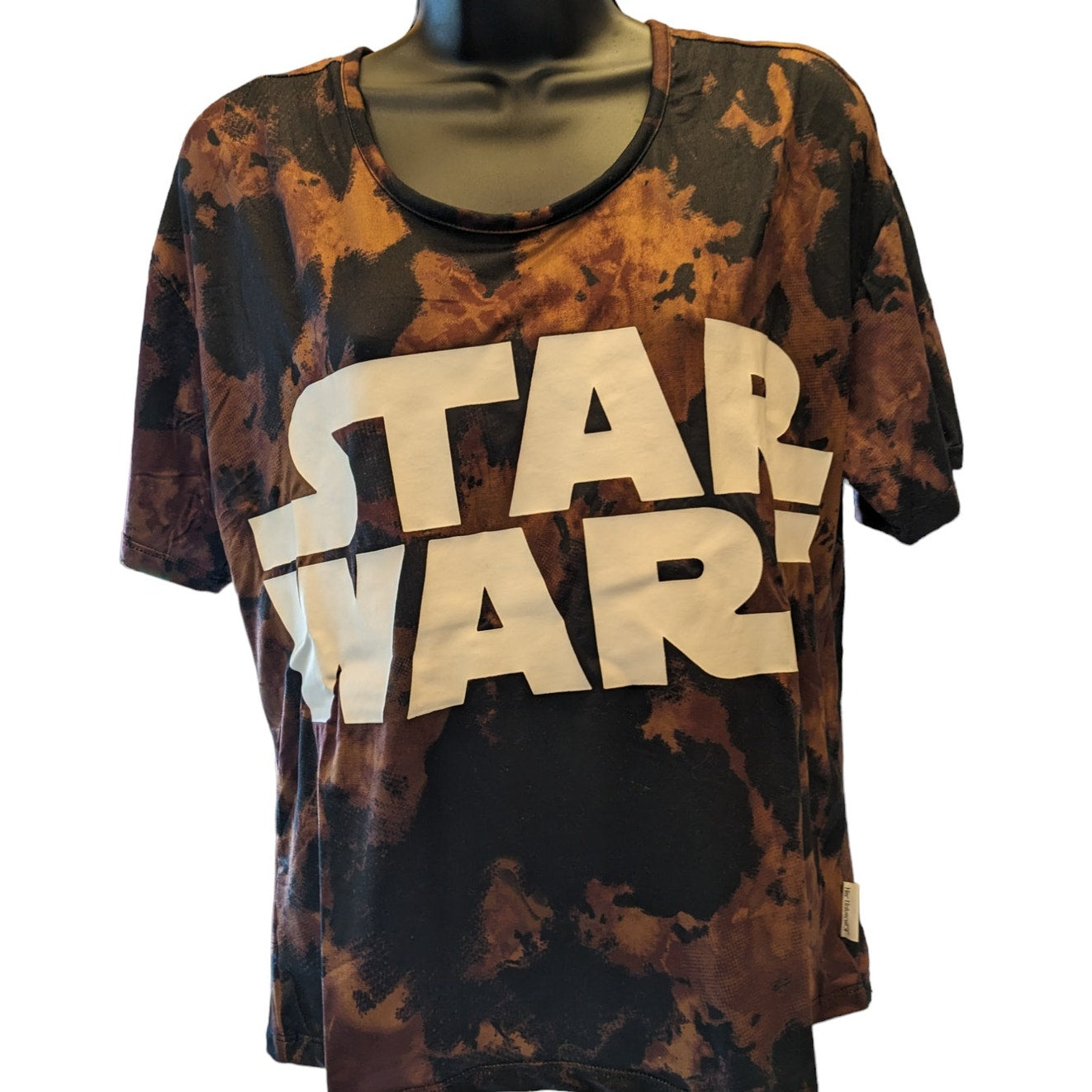 Star Wars Her Universe Women Small Short Sleeve Black Brown Tie Dye Pattern Geek