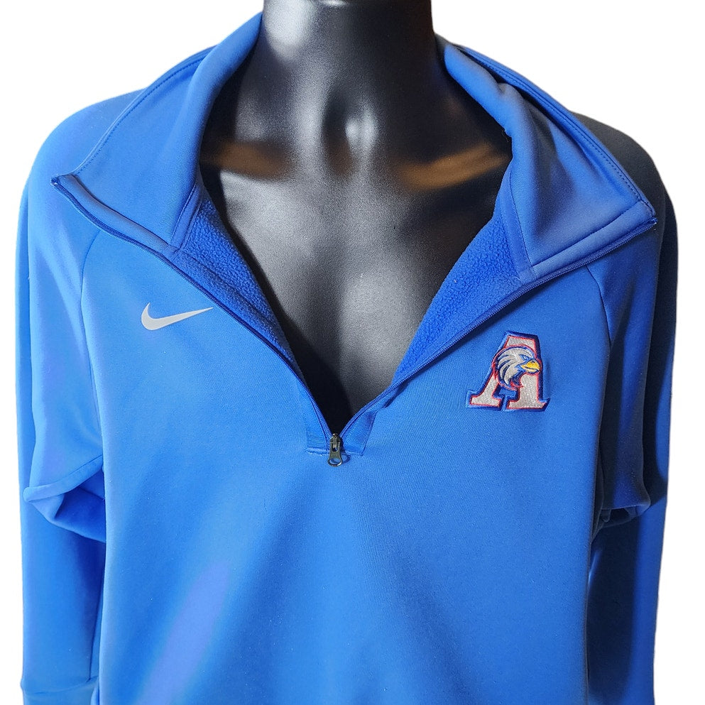 Nike Fleece Athletic Top Mens XL Team Logo Blue Quarter Zip Pullover Workout Gym