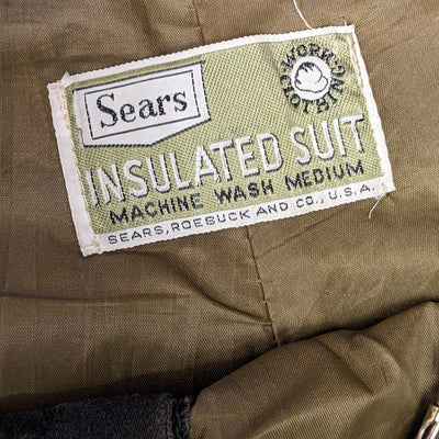 Vintage Sears Insulated Workwear Suit Coveralls Size Medium Full Zip Hunting