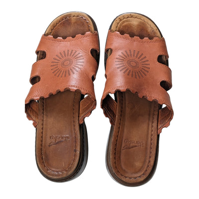 Dansko Sandals Slip On Women 39 EU US 8.5 Leather Portugal Comfort Sunburst Boho