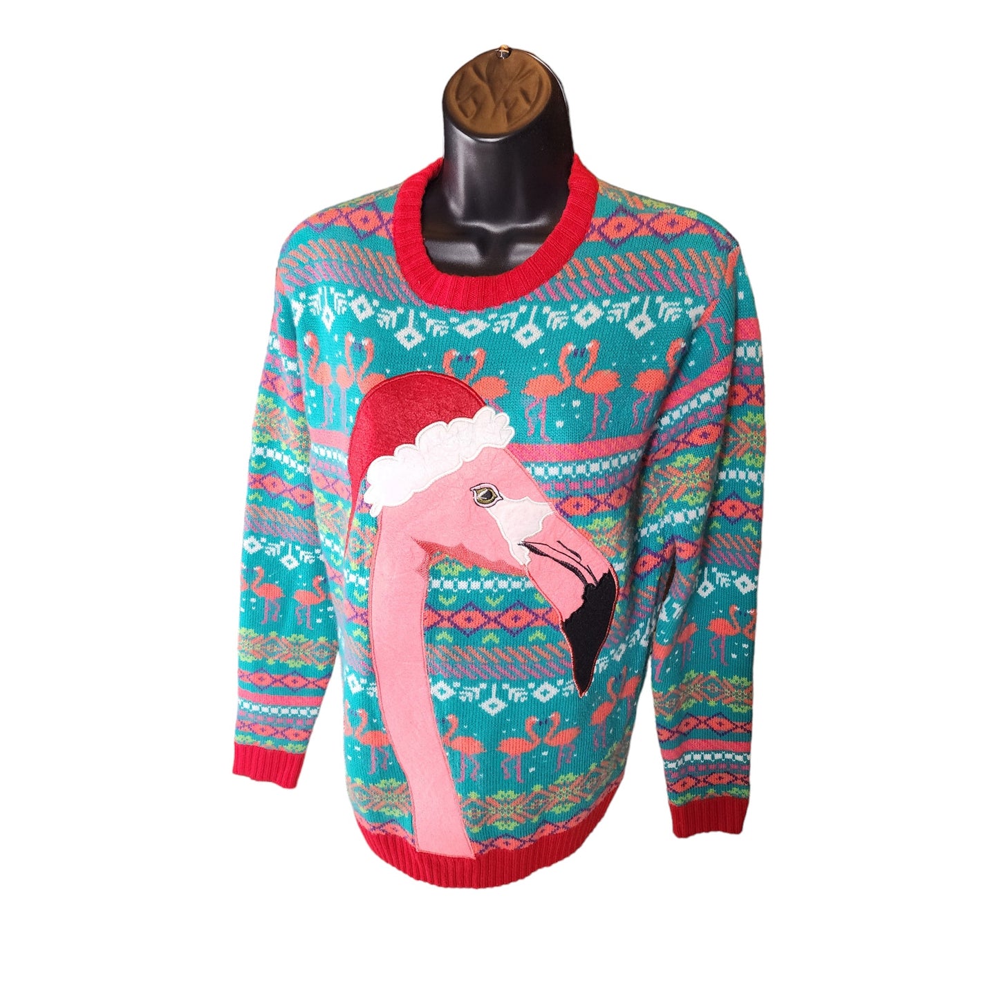 Blizzard Bay Sweater Adult Small Ugly Christmas Flamingo Santa Hat Holiday Party