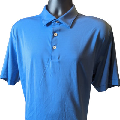 Peter Millar Polo Summer Comfort Mens Large Blue Striped Short Sleeve Golf Shirt