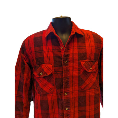 Vintage Hunters Lane Flannel Shirt Mens Medium Plaid Lumberjack Outdoor Rugged