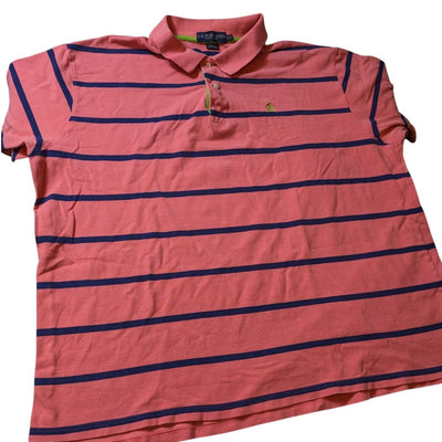 U.S. Polo Assn. Coral Polo Shirt Mens 3XLT Striped Short Sleeve Cotton Classic