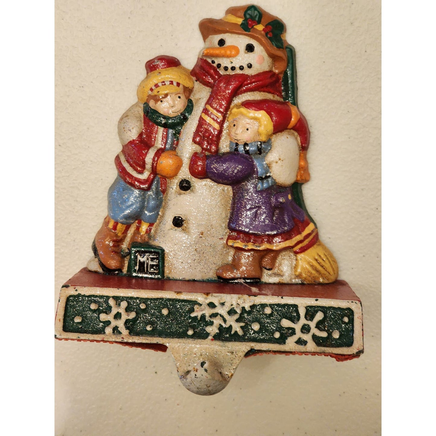 Mary Engelbreit Stocking Hanger Holder Cast Iron Christmas Midwest Snowman KIds