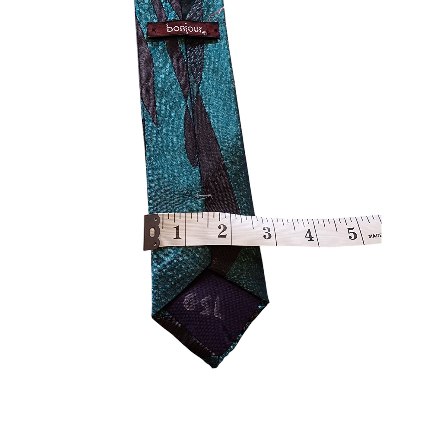 Bonjour Vintage Mens Tie Abstract Pattern Made in USA Retro Neckwear Necktie