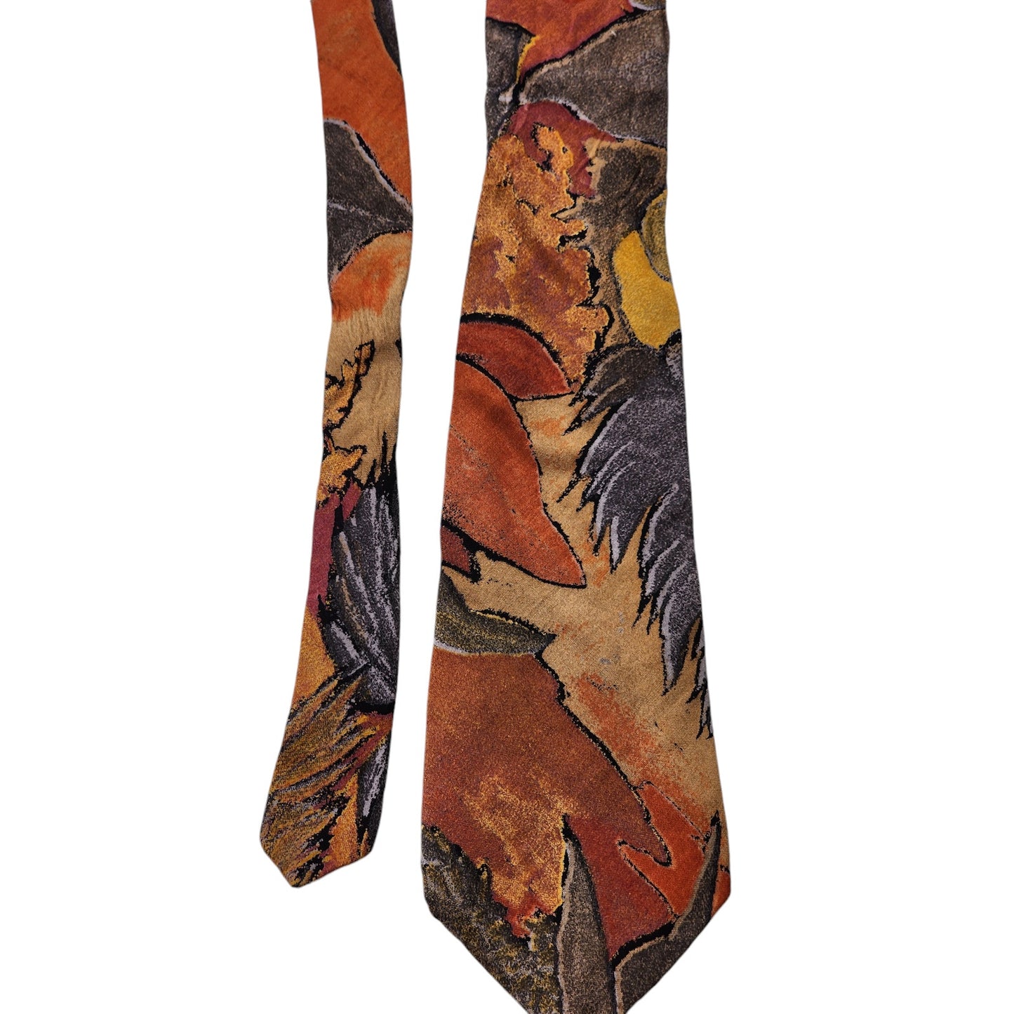 Vintage Wembley Mens Tie Floral Abstract Autumn Earthy Necktie Neckwear Retro