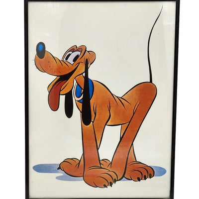 Vintage Disney Pluto Poster Print Framed Art Animation Cartoon Wall Hang 15x11
