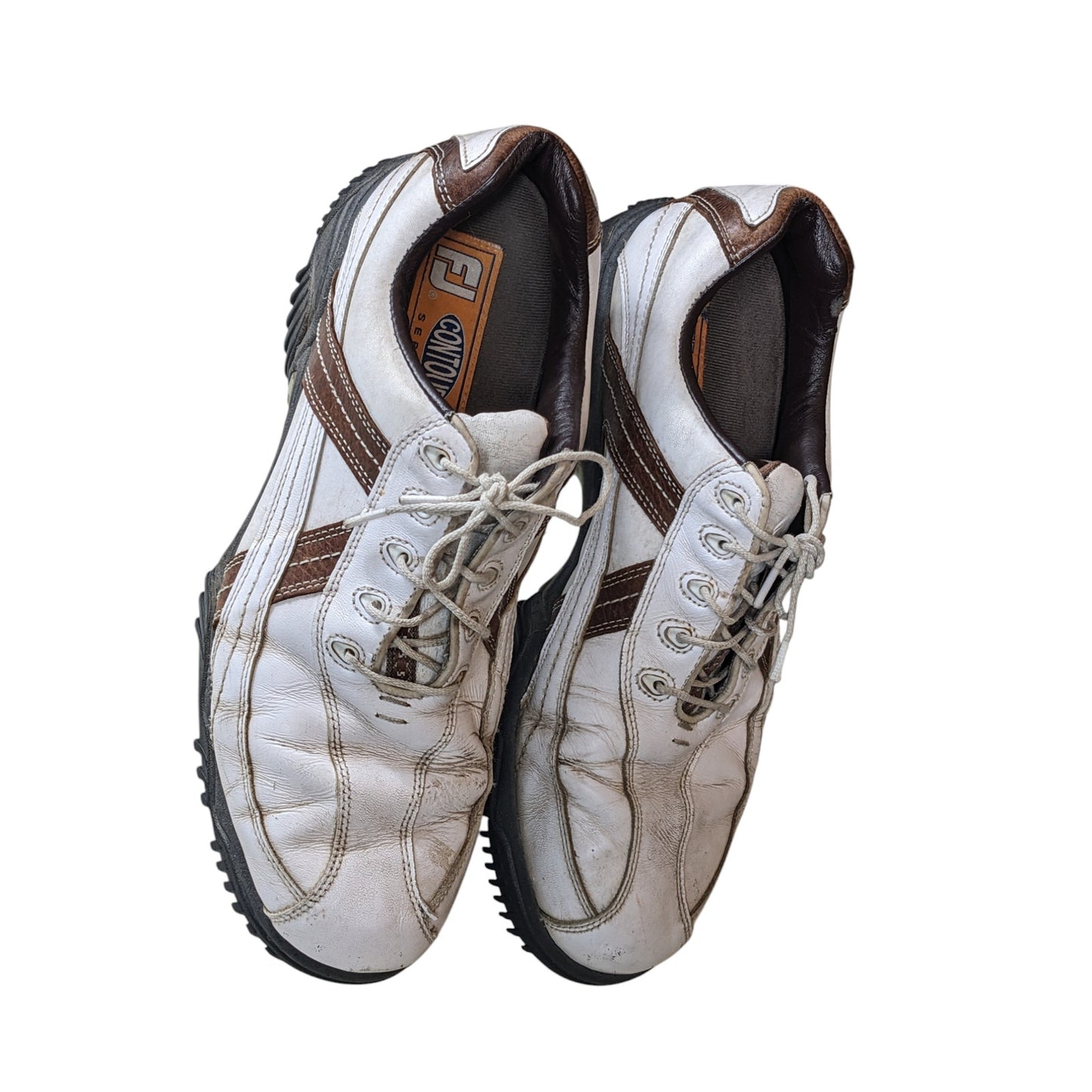 FootJoy Contour Series Men 10.5m Golf Shoe White Leather Soft Spikes Comfort Fit