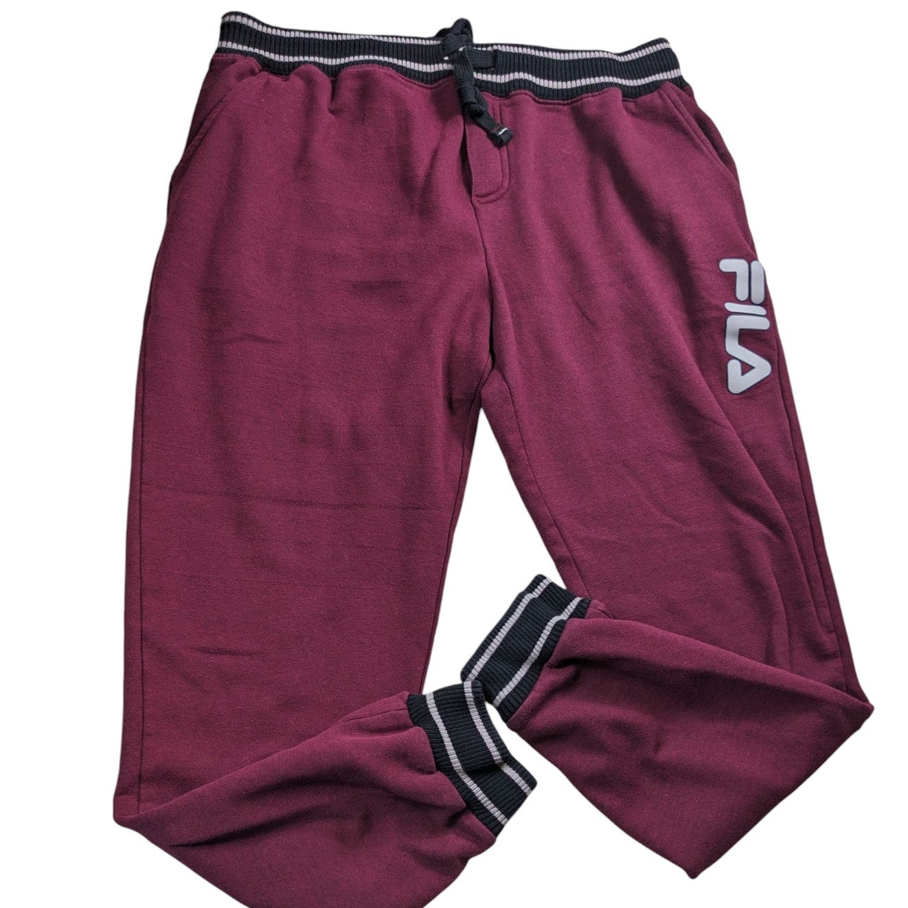 FILA Jogger Mens XL Sweatpants Burgundy Athletic Fit Cuffed Loungewear Gym