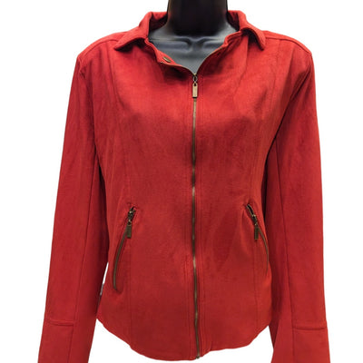 Yest Jacket Womens 10 Red Full Zip Up Stylish Lightweight Outerwear Chic Pockets