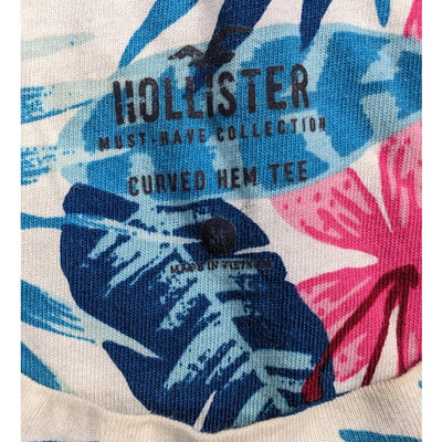 Hollister Top Womens Medium Short Curved Hem Tee Tropical Floral Snake T Shirt