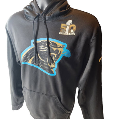 Nike Carolina Panthers Hoodie Sweatshirt Large Super Bowl Kangaroo Pock Pullover