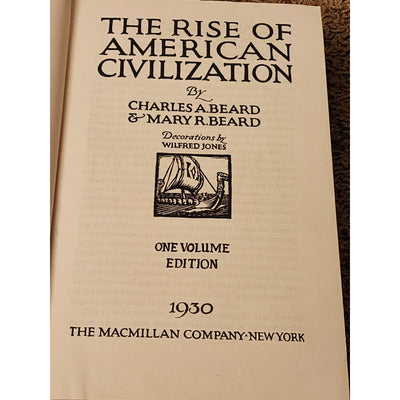 The Rise of American Civilization by Charles Beard History One Vol Vintage 1930