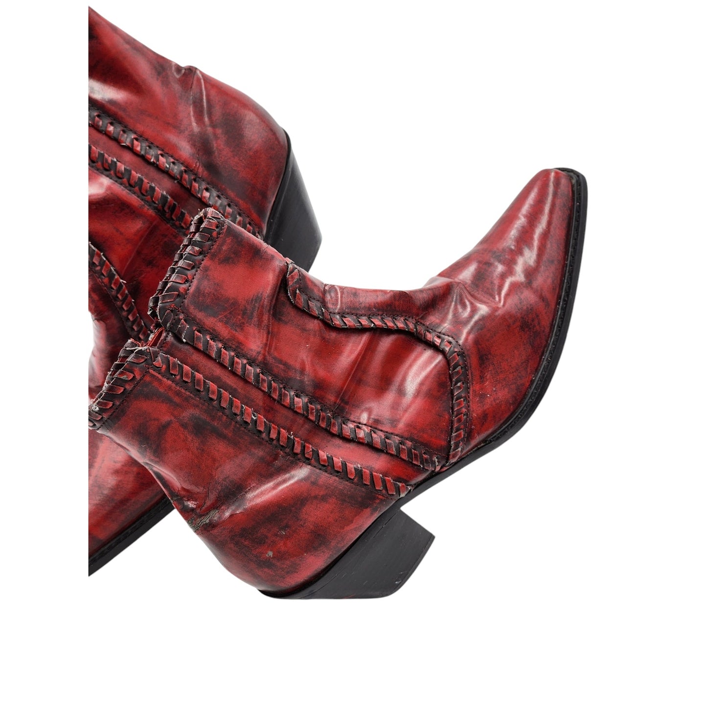 Rouge Red Western Ankle Boots Womens Size 10 Side Zipper Cowboy Cowgirl Shoes