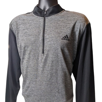 Adidas Golf Quarter Zip Pullover Men XL Black Gray Long Sleeve Stretch Light