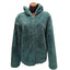 Faded Glory Sherpa Fleece Jacket Womens Large 12-14 Teal Hooded Zip Cozy Lounge