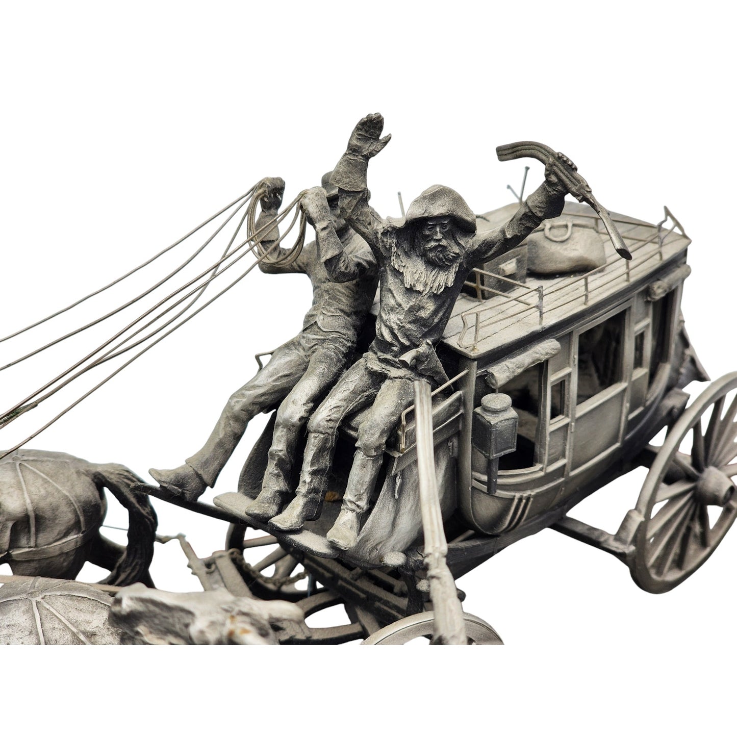 Western Sculpture Holdup Overland Stage Gordon Phillips Stagecoach Pewter Ltd Ed