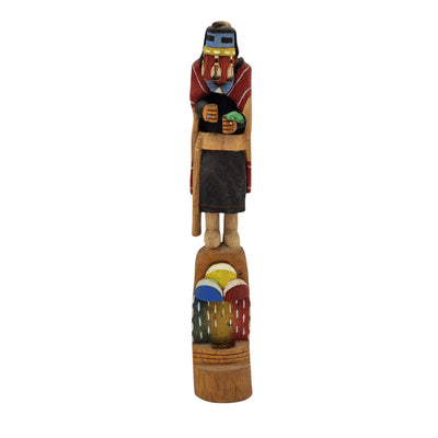 Native American Kachina Signed Hopi Red Beard Hand Carved Wood Spirit Figure 13"