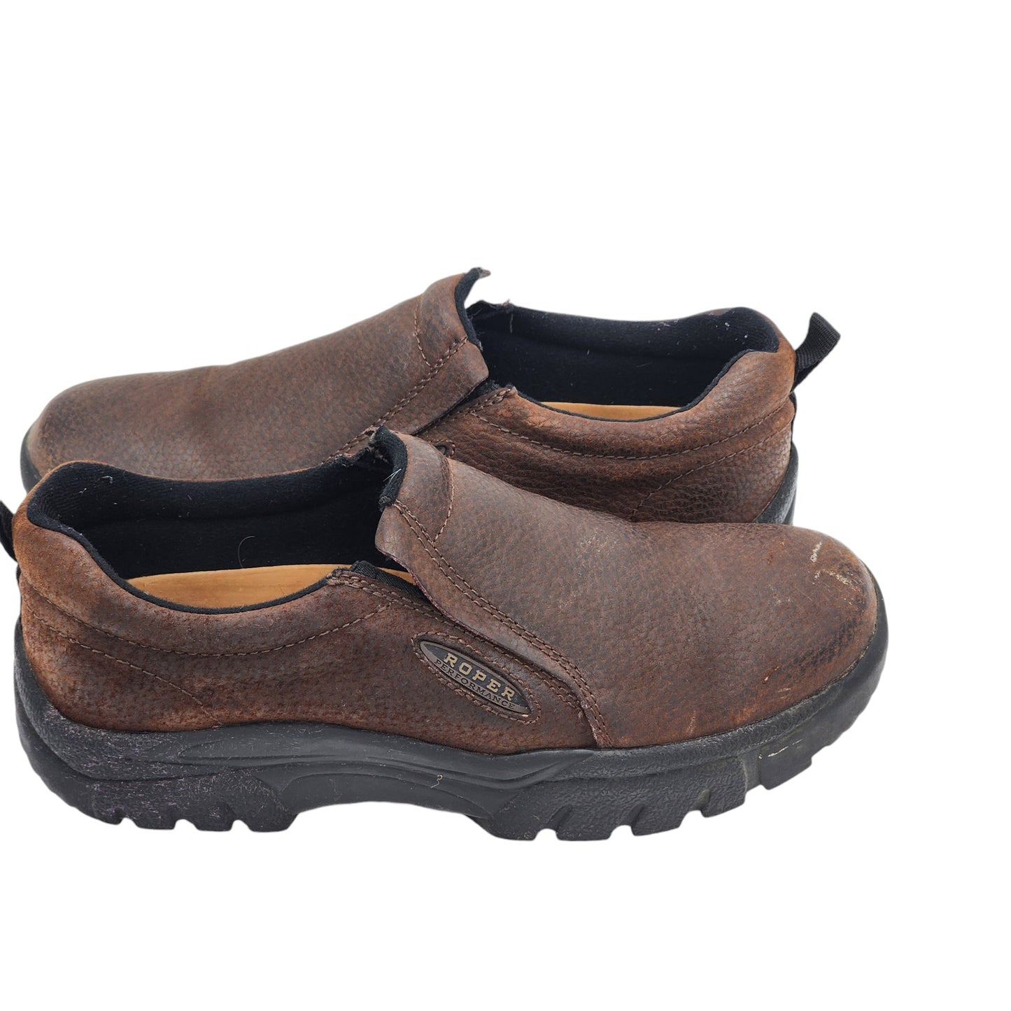 Roper Shoes Mens 13 Performance Leather Slip On Rugged Workwear Outdoor Western