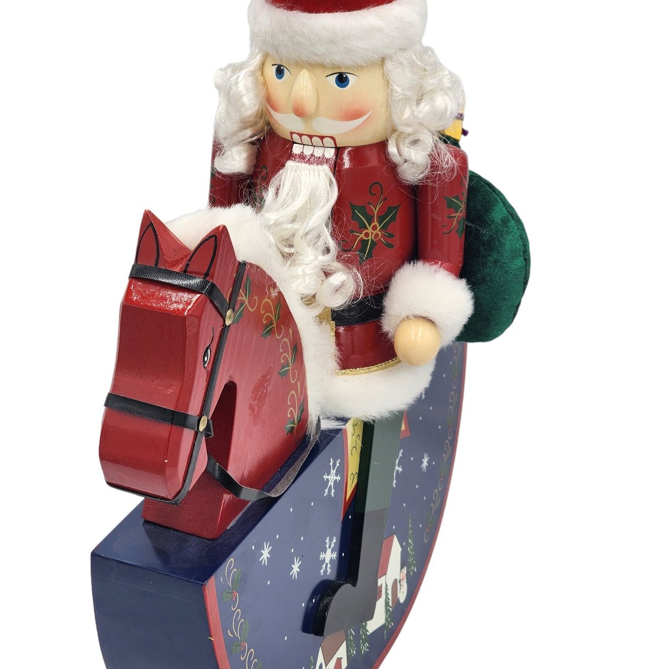 Nutcracker Santa on Rocking Horse Riding Gifts Paint Christmas Holiday Decor 19"