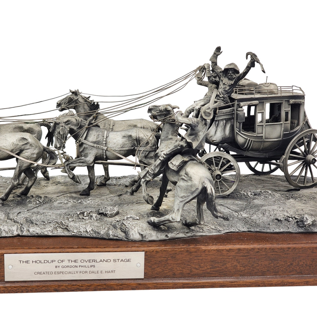 Western Sculpture Holdup Overland Stage Gordon Phillips Stagecoach Pewter Ltd Ed