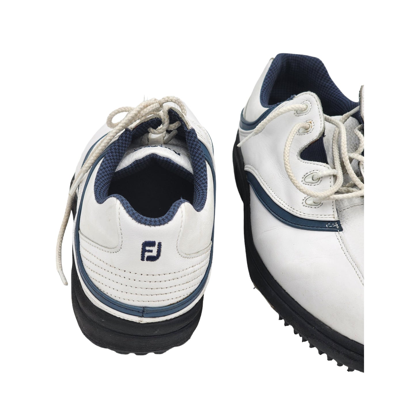 FootJoy Golf Shoes Mens Size 9M White Blue Leather Spiked Cleats Lace Up 98337