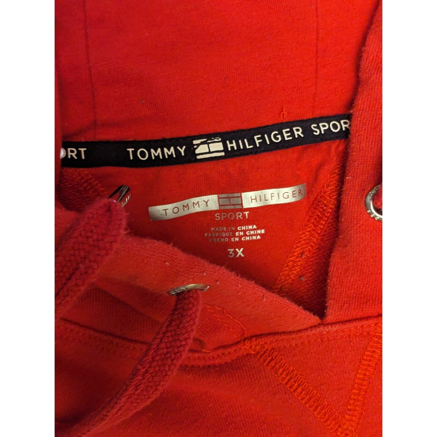 Tommy Hilfiger Sport Hoodie Men 3X Red Colorblock Pullover Sweatshirt Activewear