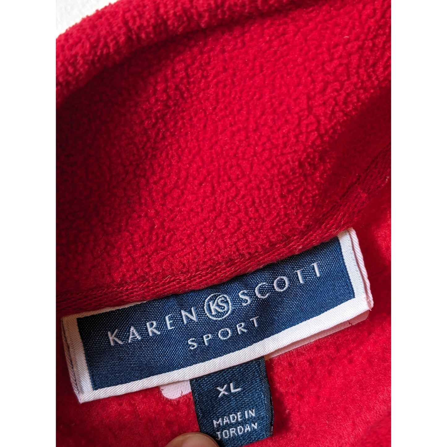 Karen Scott Top Fleece Jacket Womens XL Red Full Zip Sweatshirt Outdoor Casual