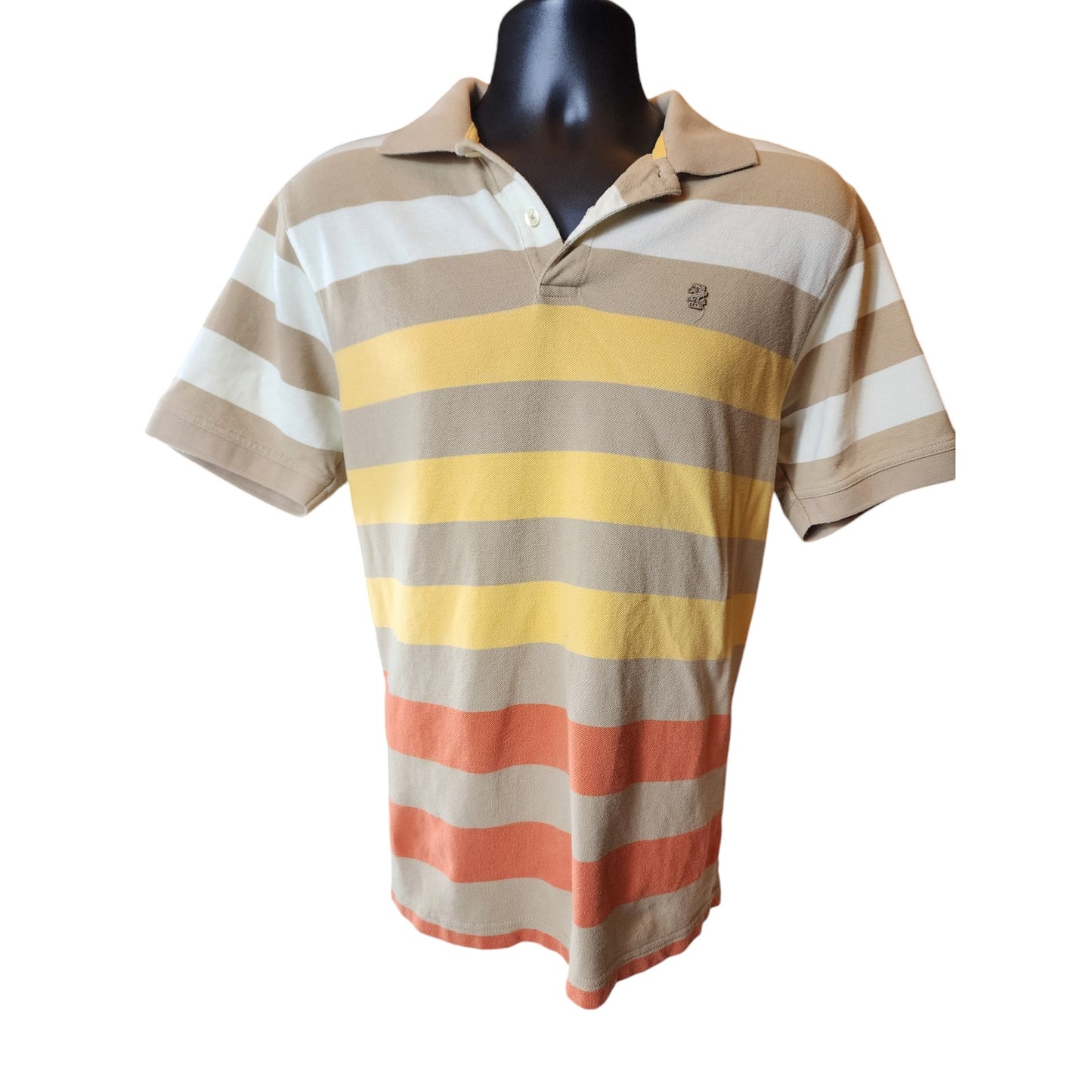 Izod Polo Shirt Mens Size Large Striped Short Sleeve Preppy Summer Multi Color