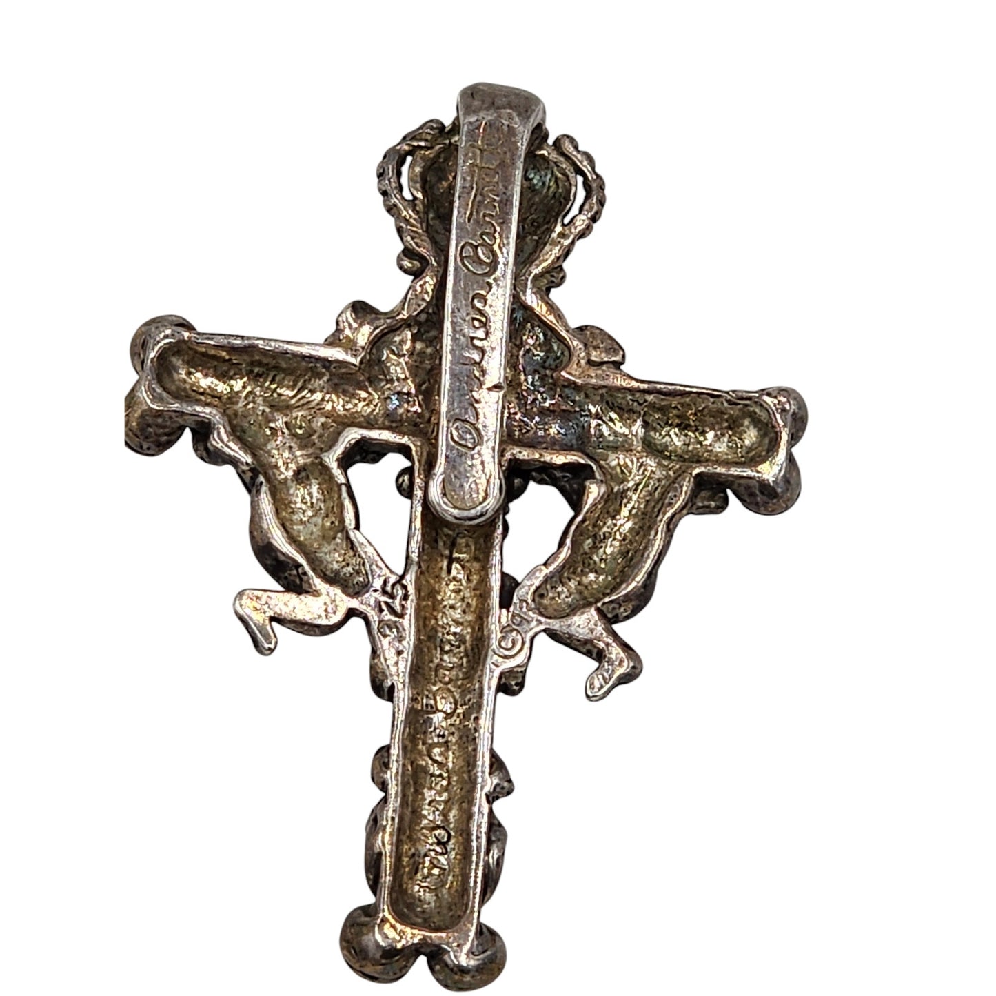 Andrea Barnett Cross Pendant Cherubim Sterling Silver Vintage Religious Jewelry