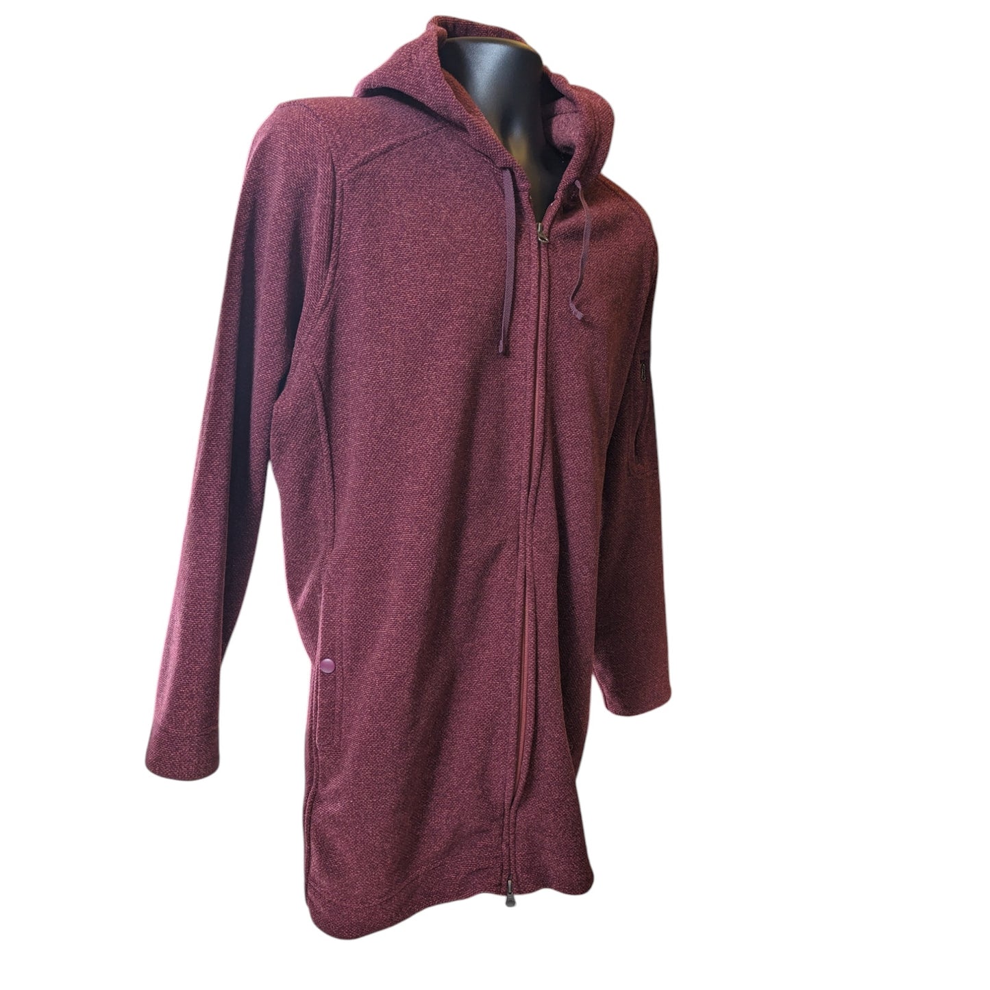 Duluth Trading Fleece Hooded Jacket Womens Size 3X Burgundy Lightweight Full Zip