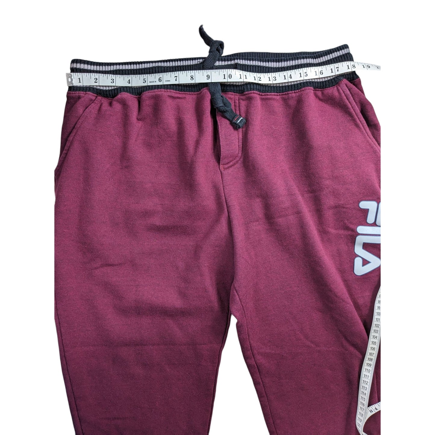 FILA Jogger Mens XL Sweatpants Burgundy Athletic Fit Cuffed Loungewear Gym