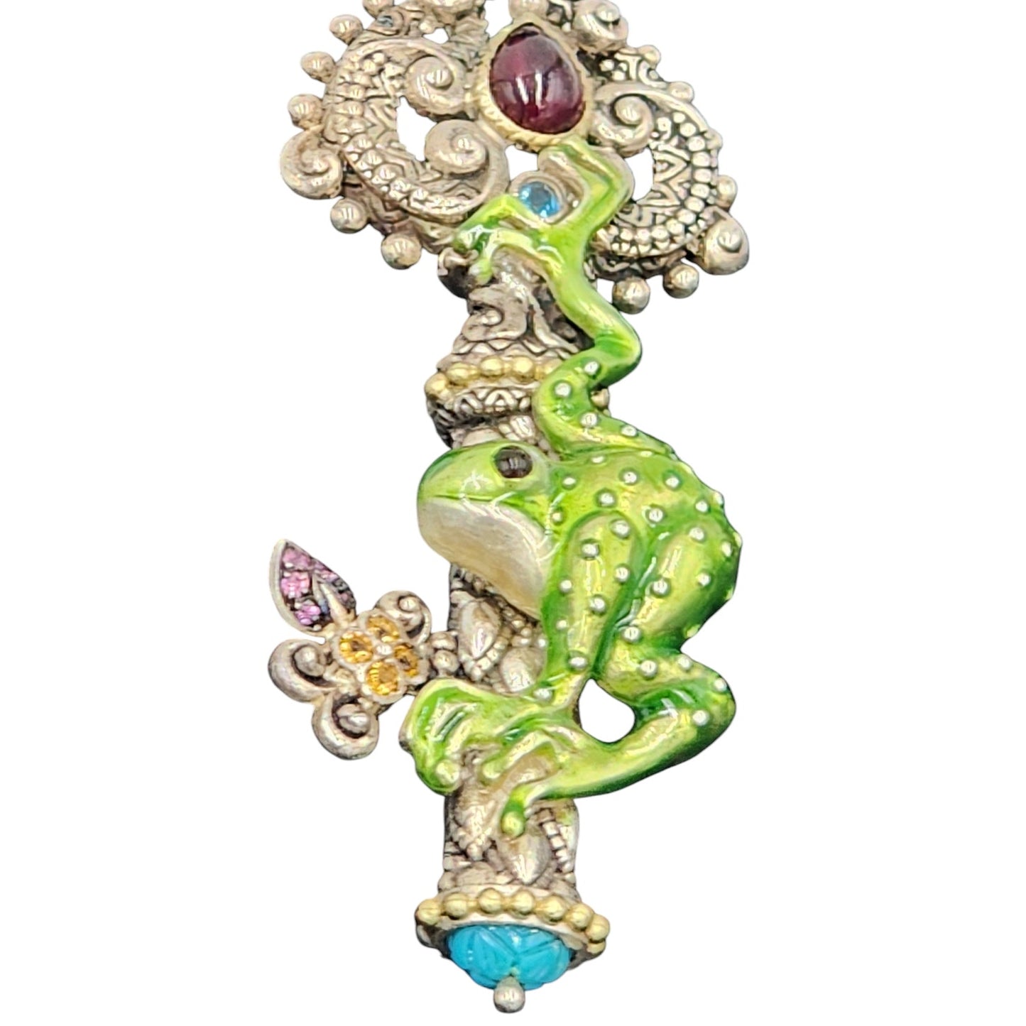 Barbara Bixby Jewelry Frog Key Enhancer Pendant Sterling 18K Yellow Gold Amethys