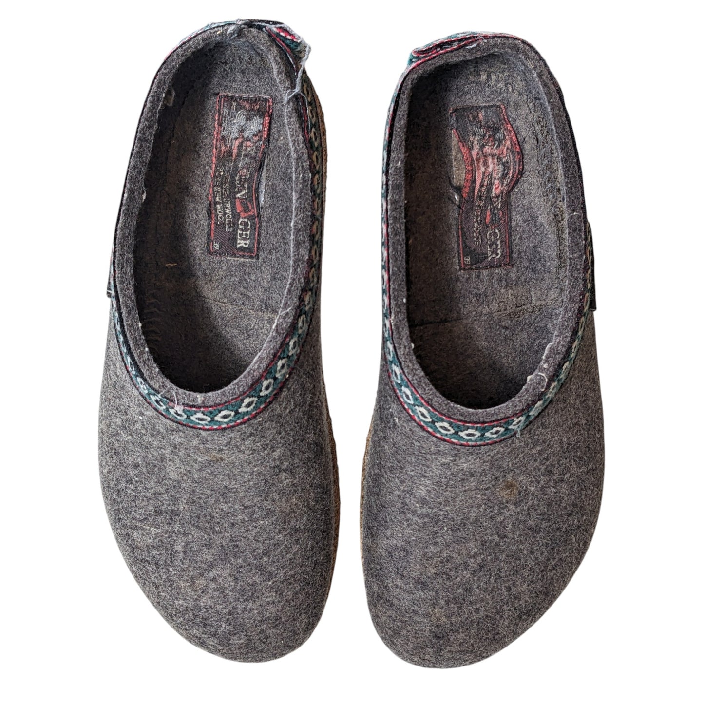 Haflinger Clogs Slipper Womens 8 US EU 39 Gray Wool Felt Cork Sole Cozy Boho