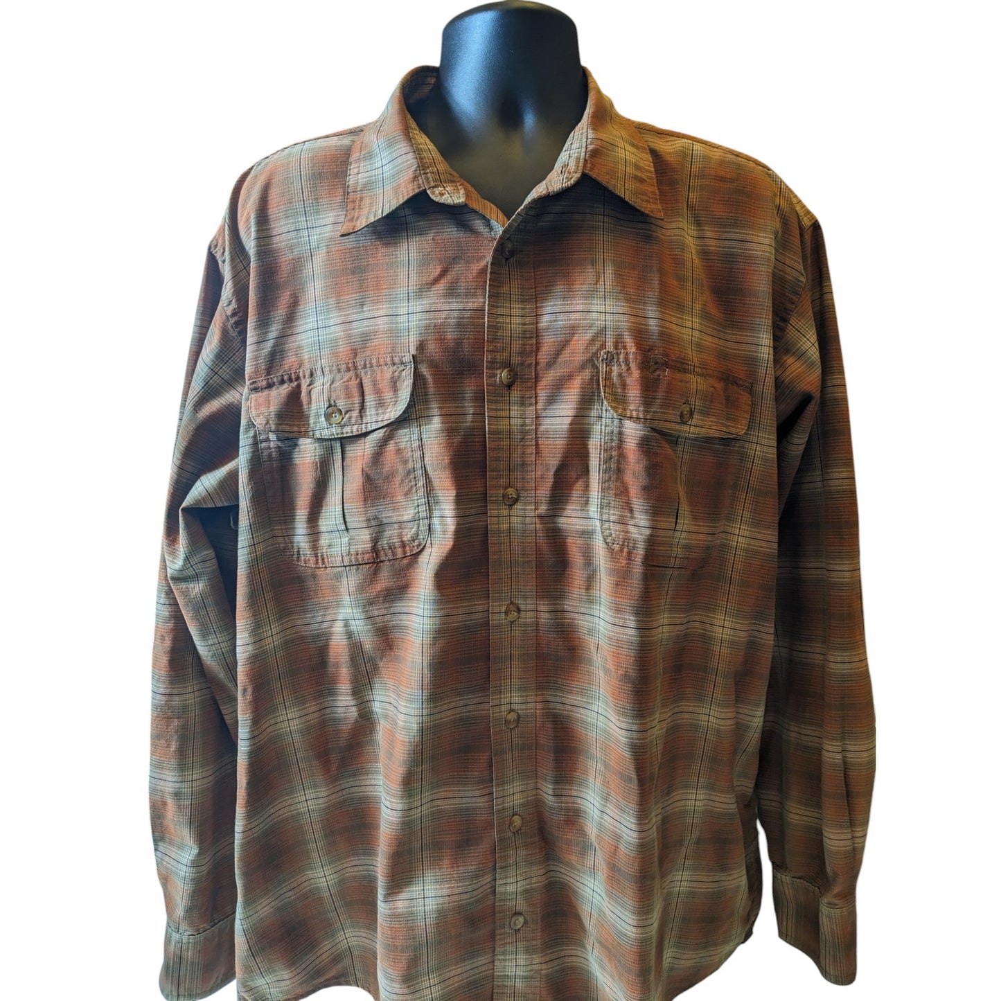 Cabelas Shirt Mens XL Tall Plaid Button Up Flannel Soft Canvas Trail Long Sleeve