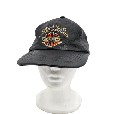 Harley Davidson Cap Leather Baseball Hat Orlando Florida Motorcycle Apparel