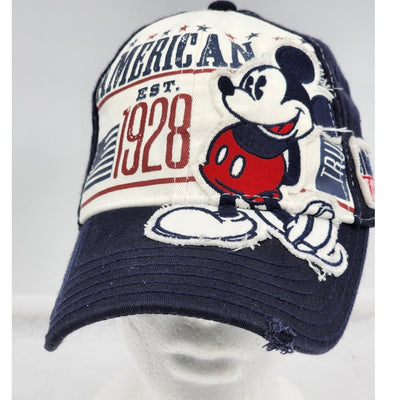 Disney Mickey Mouse Trucker Cap Distressed American Flag Medium Patriotic Hat