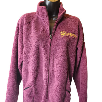 Columbia Minnesota Sweater Womens XL Zip Sherpa Fleece Maroon Plush Sweatshirt