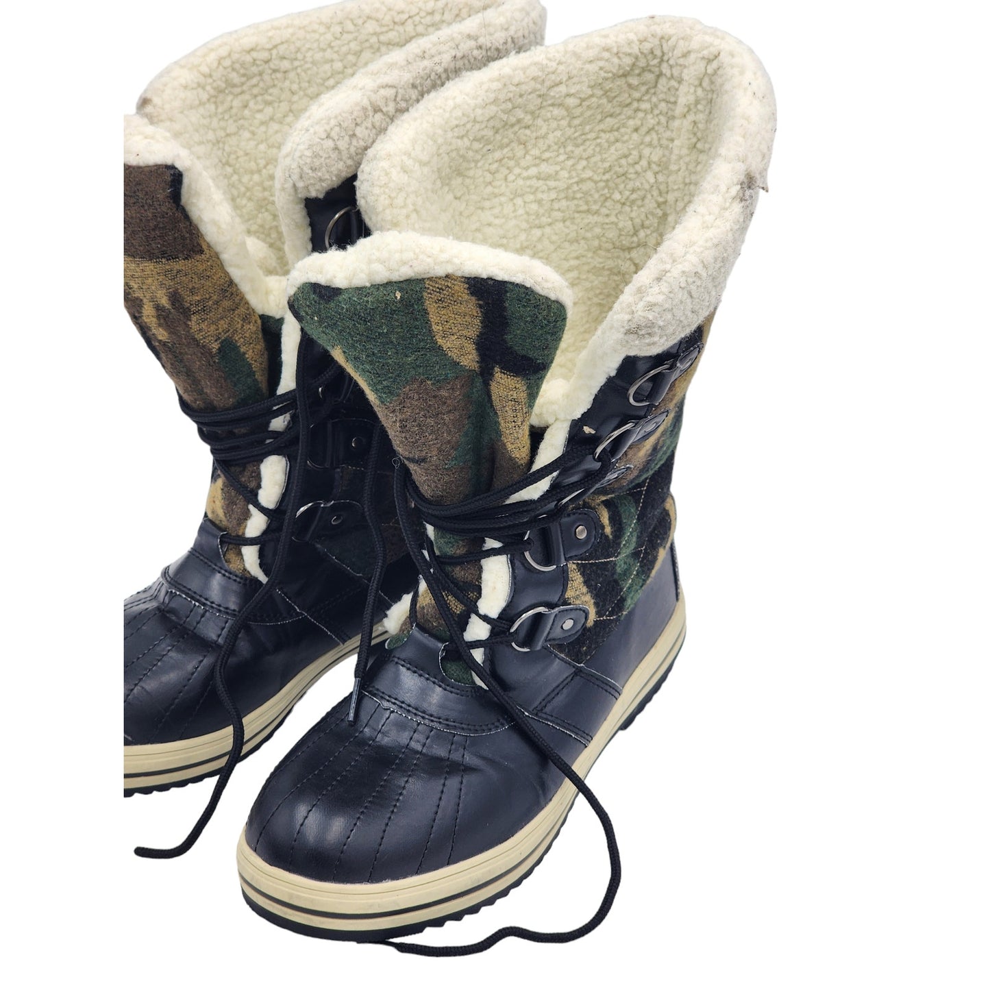 Sociology Boots Women 10 Camouflage LaceUp Winter Snow Faux Fur Lined Waterproof